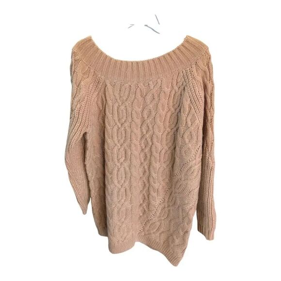 NWT Asos Beige Carmel Long Sleeve Chunky Cable Knit Sweater Mock Neck Women's  8 - Picture 8 of 11